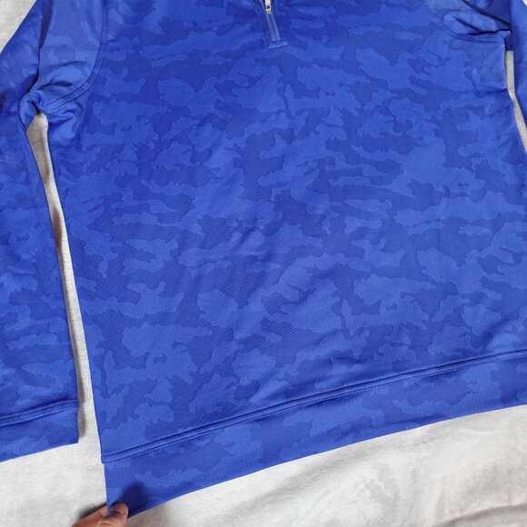 Peter Millar Perth Camo 1/4 Zip Pullover Mens M Company Logo Athletic Blue - Picture 3 of 12